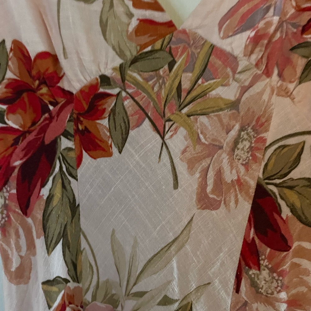 Paper Heart Floral Pink Maxi Skirt with Red Bloom Print Medium - Picture 3 of 4